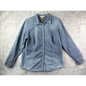 Nine West Vintage America Collection Women's Denim Stitched Shirt Size XL